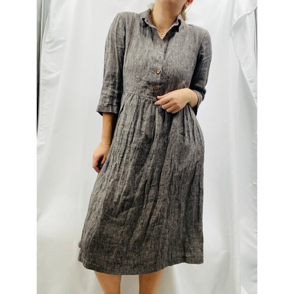 Pyne & Smith M No. 22 linen gray button up midi dress - Picture 5 of 10